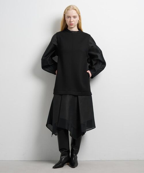 LANVIN en Bleu(ランバンオンブルー)の「ダンボールコンビワンピース(ワンピース・レディース・ブラック/オフホワイト・36/38)」の1枚目の写真