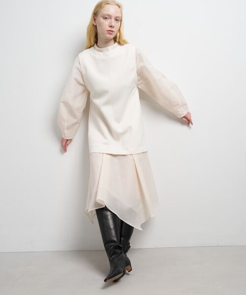 LANVIN en Bleu(ランバンオンブルー)の「ダンボールコンビワンピース(ワンピース・レディース・ブラック/オフホワイト・36/38)」の3枚目の写真