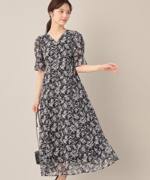 couture brooch（クチュールブローチ）の「【一枚で着映える・通勤】Vネックフラワーワンピース（ワンピース・レディース・ダークブラウン系/ブラック系・38/40/42/36）」の9枚目の写真