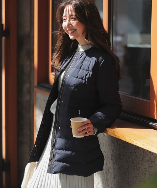 セール】【2WAY】ノーカラーミドル ダウン（ダウンジャケット/コート