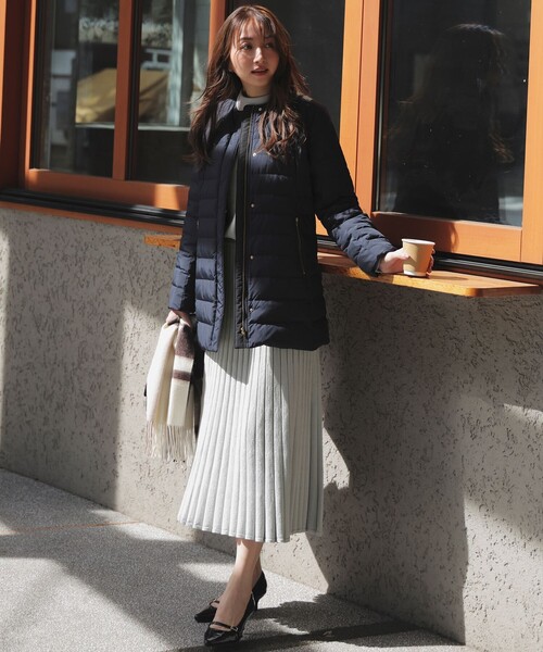 セール】【2WAY】ノーカラーミドル ダウン（ダウンジャケット/コート