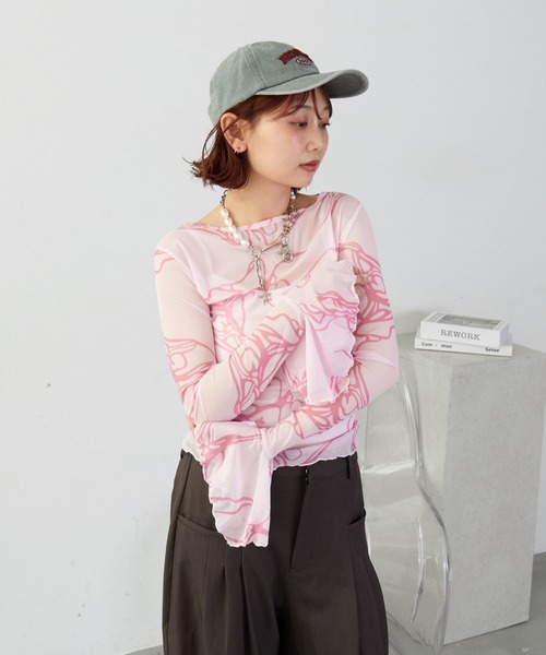 mul.(ムル)の「リブバルーンシースルートップス(Tシャツ/カットソー・レディース・ピンク・FREE)」の14枚目の写真