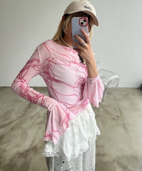 mul.(ムル)の「リブバルーンシースルートップス(Tシャツ/カットソー・レディース・ピンク・FREE)」の22枚目の写真