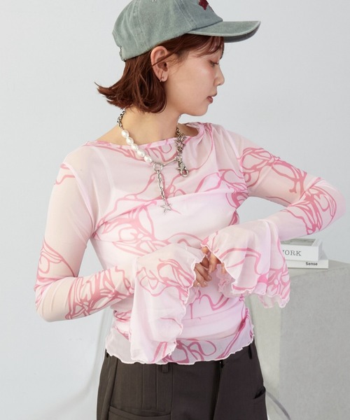 mul.(ムル)の「リブバルーンシースルートップス(Tシャツ/カットソー・レディース・ピンク・FREE)」の21枚目の写真