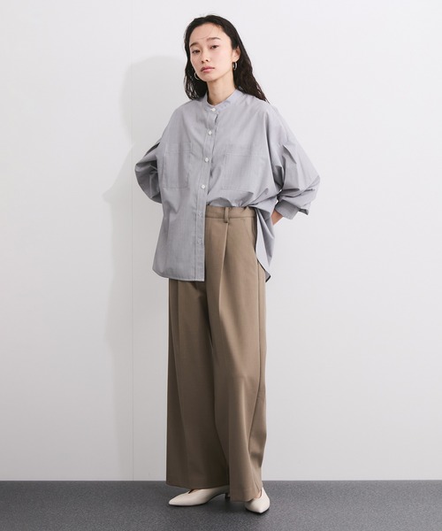 le cercle ADAM ET ROPE'（ルセルクルアダムエロペ）の「タックワイドパンツ/セットアップ対応（スラックス・レディース・チャコールグレー/ライトグレー/ベージュ・FREE）」の4枚目の写真