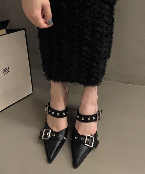yuue' ( wear )（ユーイ）の「ダブルベルトミュールパンプス（パンプス・レディース・シルバー/ブラック・24.5cm/23.5cm）」の3枚目の写真