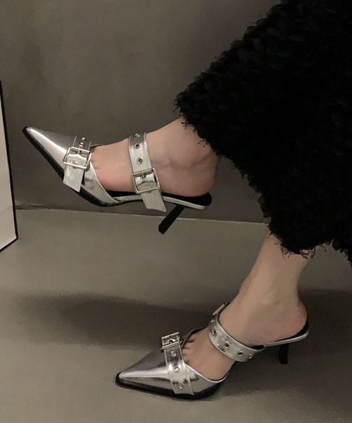 yuue' ( wear )（ユーイ）の「ダブルベルトミュールパンプス（パンプス・レディース・シルバー/ブラック・24.5cm/23.5cm）」の15枚目の写真
