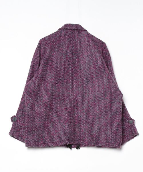 さをり織り　襟付き　ラグランスリーブ　ジャケット　一点物　ハンドメイド　美品 さをり織り 襟付き ラグランスリーブ ジャケット 一点物