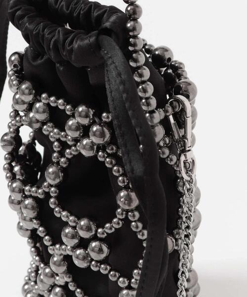 URBAN RESEARCH ROSSO WOMEN（アーバンリサーチ　ロッソ）の「ビーズデザインハンドバッグ（ハンドバッグ・レディース・グレー/ブラック・-）」の3枚目の写真