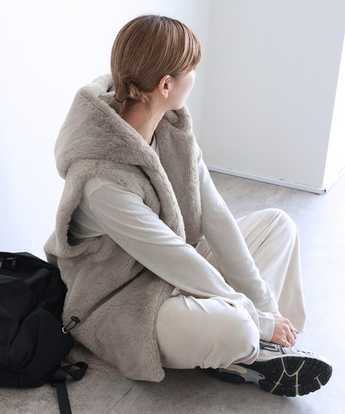 reca（レカ）の「フードファーベスト（ベスト・レディース・モカ/ブラウン・FREE）」の7枚目の写真