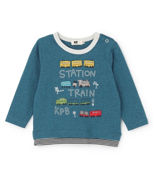 KP BOY（ケーピーボーイ）の「電車アップリケ 長袖Tシャツ（Tシャツ/カットソー・キッズ・ブルー/サックスブルー・110cm/130cm/90cm/80ｃｍ/100cm/120cm）」の2枚目の写真