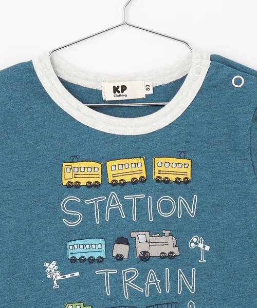 KP BOY（ケーピーボーイ）の「電車アップリケ 長袖Tシャツ（Tシャツ/カットソー・キッズ・ブルー/サックスブルー・110cm/130cm/90cm/80ｃｍ/100cm/120cm）」の4枚目の写真
