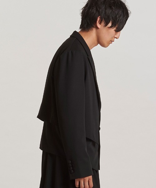 NO ID.(ノーアイディ)の「mj11077-レイヤードショートJKT ジャケット(457006-315J)(その他アウター・メンズ・ブラック/ブラック×グレー・1/2)」の17枚目の写真