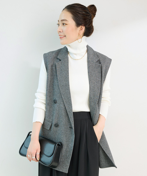 Simplicite(サンプリシテ)の「ウォッシャブル / タートルリブニット(ニット/セーター・レディース・ホワイト/ブラック/ウッド・FREE)」の2枚目の写真