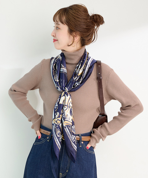 Simplicite(サンプリシテ)の「ウォッシャブル / タートルリブニット(ニット/セーター・レディース・ホワイト/ブラック/ウッド・FREE)」の1枚目の写真