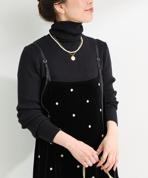 Simplicite(サンプリシテ)の「ウォッシャブル / タートルリブニット(ニット/セーター・レディース・ホワイト/ブラック/ウッド・FREE)」の3枚目の写真