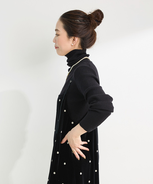 Simplicite(サンプリシテ)の「ウォッシャブル / タートルリブニット(ニット/セーター・レディース・ホワイト/ブラック/ウッド・FREE)」の9枚目の写真