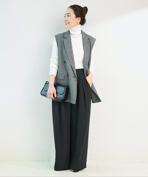 Simplicite(サンプリシテ)の「ウォッシャブル / タートルリブニット(ニット/セーター・レディース・ホワイト/ブラック/ウッド・FREE)」の11枚目の写真