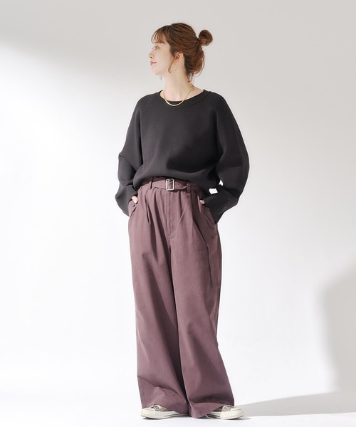 B.C STOCK（ベーセーストック）の「【Deux Allures/ドゥ アリュール】ミリタリー ベルテッドパンツ（チノパンツ・メンズ・ブラウン/アイボリー・FREE）」の3枚目の写真