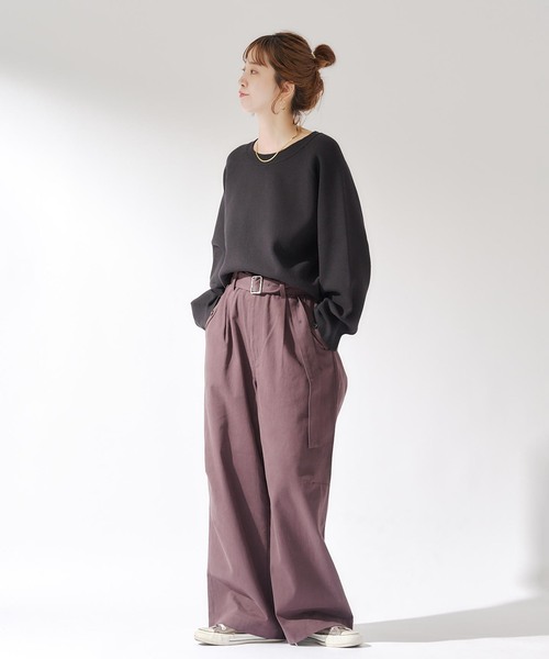 B.C STOCK（ベーセーストック）の「【Deux Allures/ドゥ アリュール】ミリタリー ベルテッドパンツ（チノパンツ・メンズ・ブラウン/アイボリー・FREE）」の4枚目の写真