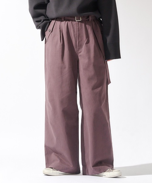 B.C STOCK（ベーセーストック）の「【Deux Allures/ドゥ アリュール】ミリタリー ベルテッドパンツ（チノパンツ・メンズ・ブラウン/アイボリー・FREE）」の6枚目の写真