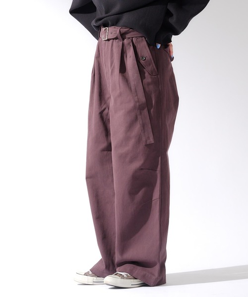 B.C STOCK（ベーセーストック）の「【Deux Allures/ドゥ アリュール】ミリタリー ベルテッドパンツ（チノパンツ・メンズ・ブラウン/アイボリー・FREE）」の7枚目の写真
