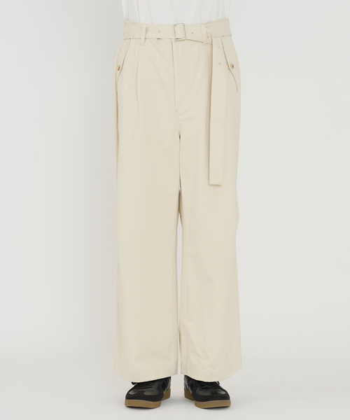 B.C STOCK（ベーセーストック）の「【Deux Allures/ドゥ アリュール】ミリタリー ベルテッドパンツ（チノパンツ・メンズ・ブラウン/アイボリー・FREE）」の9枚目の写真