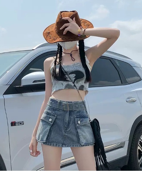 FUN(ファン)の「カーゴスカパン(デニムパンツ・レディース・ブルー/ブラック/カモフラージュ・M/S)」の3枚目の写真