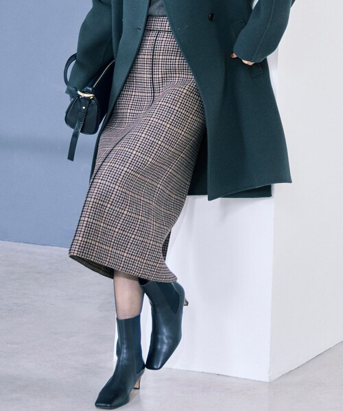 セール】【見上愛さん着用】ボンディングチェックツイード Iライン