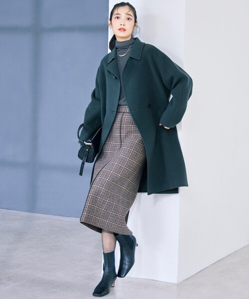 セール】【見上愛さん着用】ボンディングチェックツイード Iライン