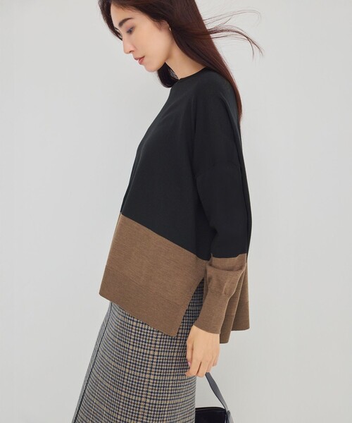 セール】【見上愛さん着用】ボンディングチェックツイード Iライン