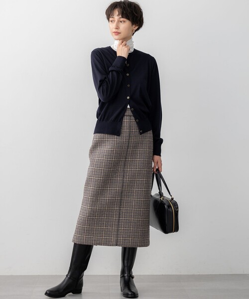 セール】【見上愛さん着用】ボンディングチェックツイード Iライン