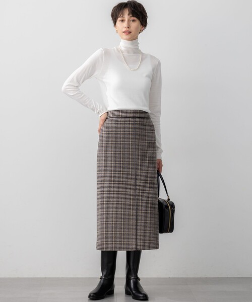 セール】【見上愛さん着用】ボンディングチェックツイード Iライン