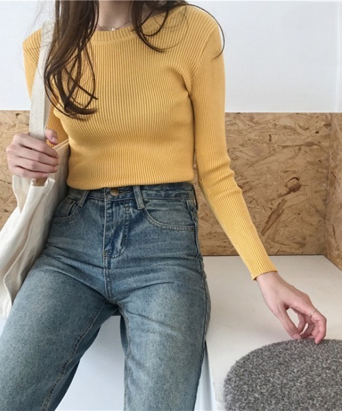 Beststore(ベストストア)の「ネック2タイプ 長袖リブニット インナーニット(ニット/セーター・レディース・イエロー/ホワイト系その他/キャメル/ピンク/ホワイト/グレー系その他/ピンク系その他/ライトベージュ/ブラック/ブラック系その他/グレー/ベージュ系その他/ブラウン・FREE)」の10枚目の写真