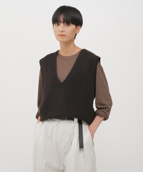 MHL.(エムエイチエル)の「FELTED DRY WOOL(ニット/セーター・レディース・グレー/ダークブラウン・2)」の1枚目の写真