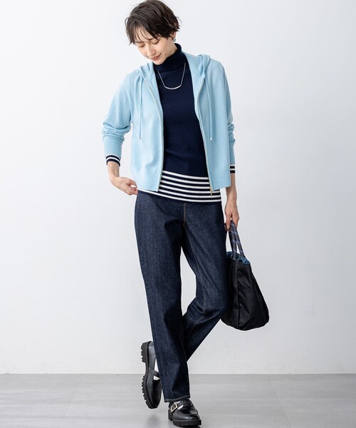 セール】ウーステッドウール リブタートル ボーダー ニット（ニット