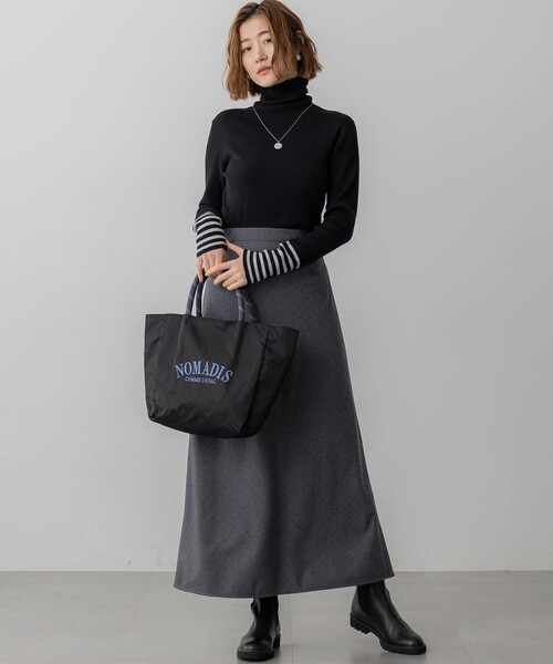 新品 23区 今季25AW ウーステッドウール リブタートル ニット 黒 38 滝沢眞規子さん着用/WEB限定カラーあり】ウーステッドウール リブ