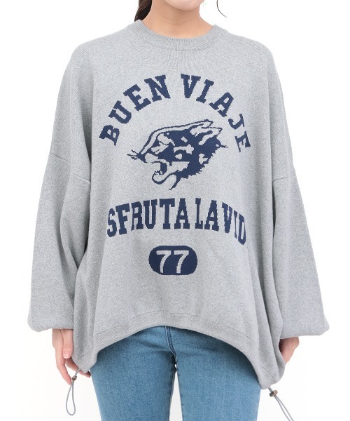 チチカカ（チチカカ）の「Orale! カレッジロゴニットプルオーバー（Tシャツ/カットソー・レディース・ボルドー/ライトグレー/ネイビー・FREE）」の7枚目の写真