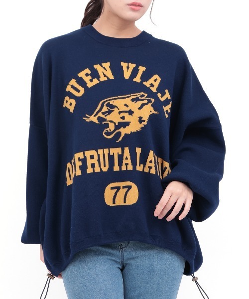 チチカカ（チチカカ）の「Orale! カレッジロゴニットプルオーバー（Tシャツ/カットソー・レディース・ボルドー/ライトグレー/ネイビー・FREE）」の8枚目の写真