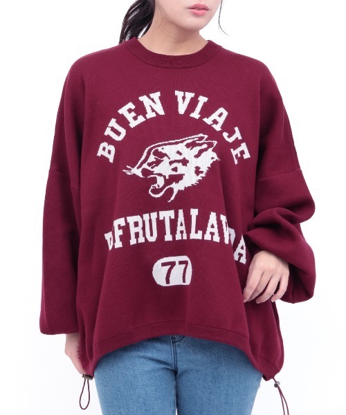 チチカカ（チチカカ）の「Orale! カレッジロゴニットプルオーバー（Tシャツ/カットソー・レディース・ボルドー/ライトグレー/ネイビー・FREE）」の9枚目の写真