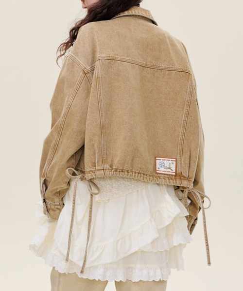 Aelina(エリナ)の「デニム切り替えジャケット(ブルゾン・レディース・インディゴブルー/キャメル・M/L/XL)」の10枚目の写真
