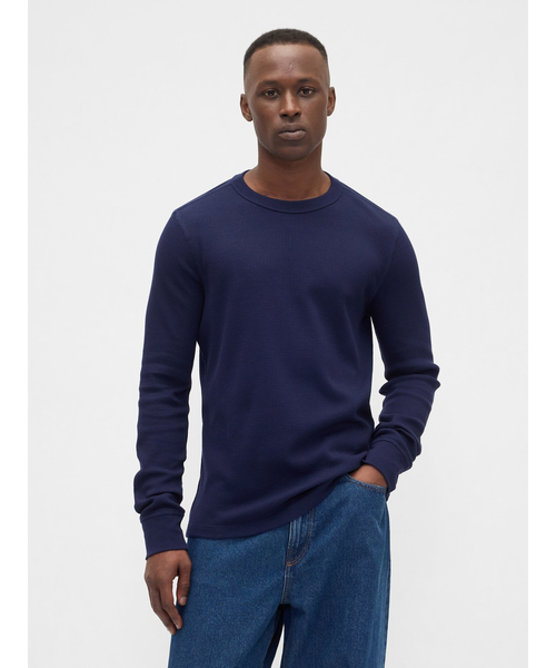 GAP(ギャップ)の「ワッフルニット クルーネックTシャツ(Tシャツ/カットソー・メンズ・チャコールグレー/ブラック/カーキ/ベージュ/ネイビー/キャメル・XS/S/M/L/XL)」の5枚目の写真