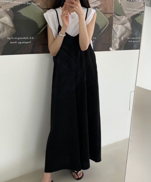 Forcement(フォースメント)の「ゆるっと大人見えワイドキャミサロペット(サロペット/オーバーオール・レディース・ブラック・FREE)」の3枚目の写真