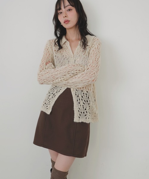 LIAN（リアン）の「ウールライクミニスカート（スカート・レディース・ブラック/チャコールグレー/ブラウン・FREE）」の7枚目の写真