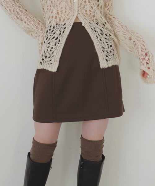 LIAN（リアン）の「ウールライクミニスカート（スカート・レディース・ブラック/チャコールグレー/ブラウン・FREE）」の4枚目の写真