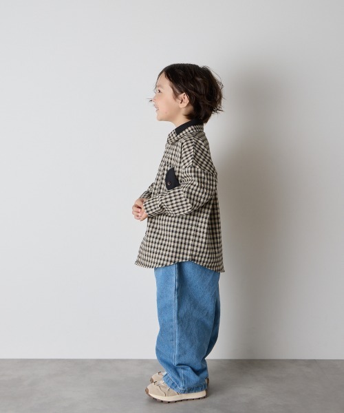 riziere（リジェール）の「配色切り替えチェックシャツ（シャツ/ブラウス・キッズ・ブラック・150/140/130/120/110/100/90）」の3枚目の写真