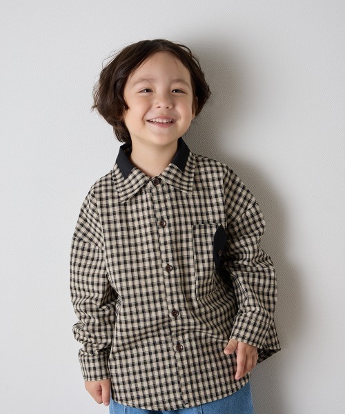 riziere（リジェール）の「配色切り替えチェックシャツ（シャツ/ブラウス・キッズ・ブラック・150/140/130/120/110/100/90）」の5枚目の写真
