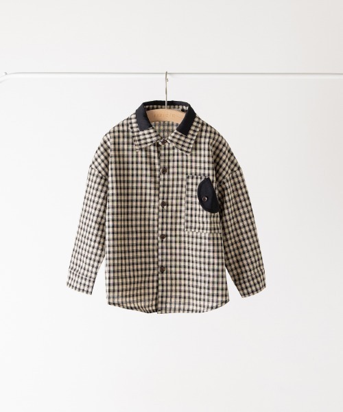riziere（リジェール）の「配色切り替えチェックシャツ（シャツ/ブラウス・キッズ・ブラック・150/140/130/120/110/100/90）」の6枚目の写真