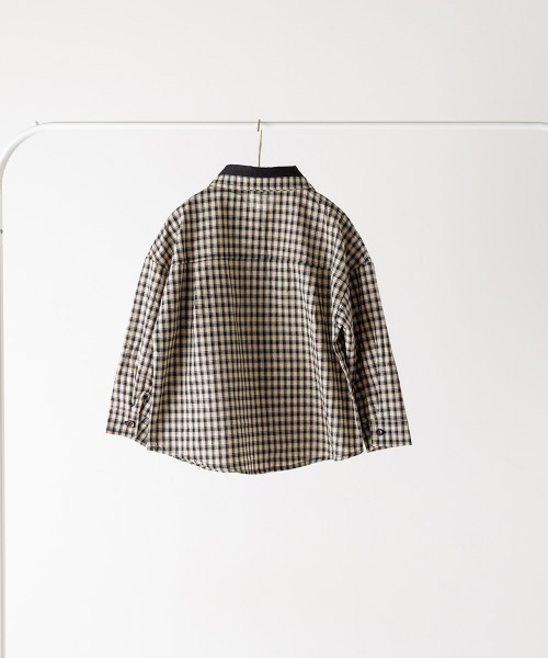 riziere（リジェール）の「配色切り替えチェックシャツ（シャツ/ブラウス・キッズ・ブラック・150/140/130/120/110/100/90）」の7枚目の写真