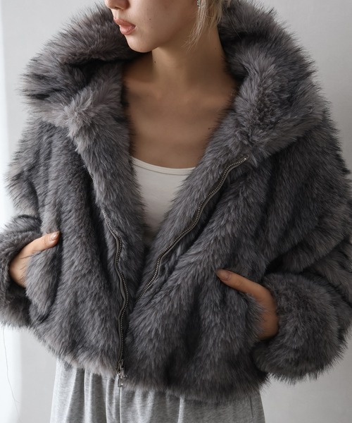 SpRay（スプレイ）の「MIXファースタンドジップブルゾン（ブルゾン・レディース・モカ/ベージュ/アイボリー/チャコール・FREE）」の15枚目の写真